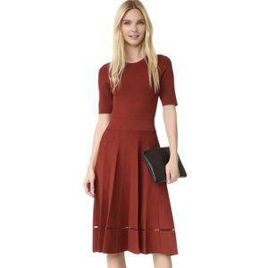 A.L.C TRACEY PLEATED KNIT RIB DRESS IN COPPER